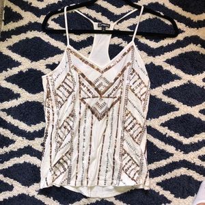 Express white glitter sequined tank